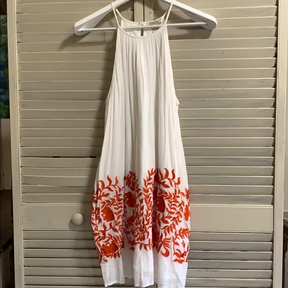 Lucky Brand White Sundress With Orange Detailing EUC - Picture 1 of 8